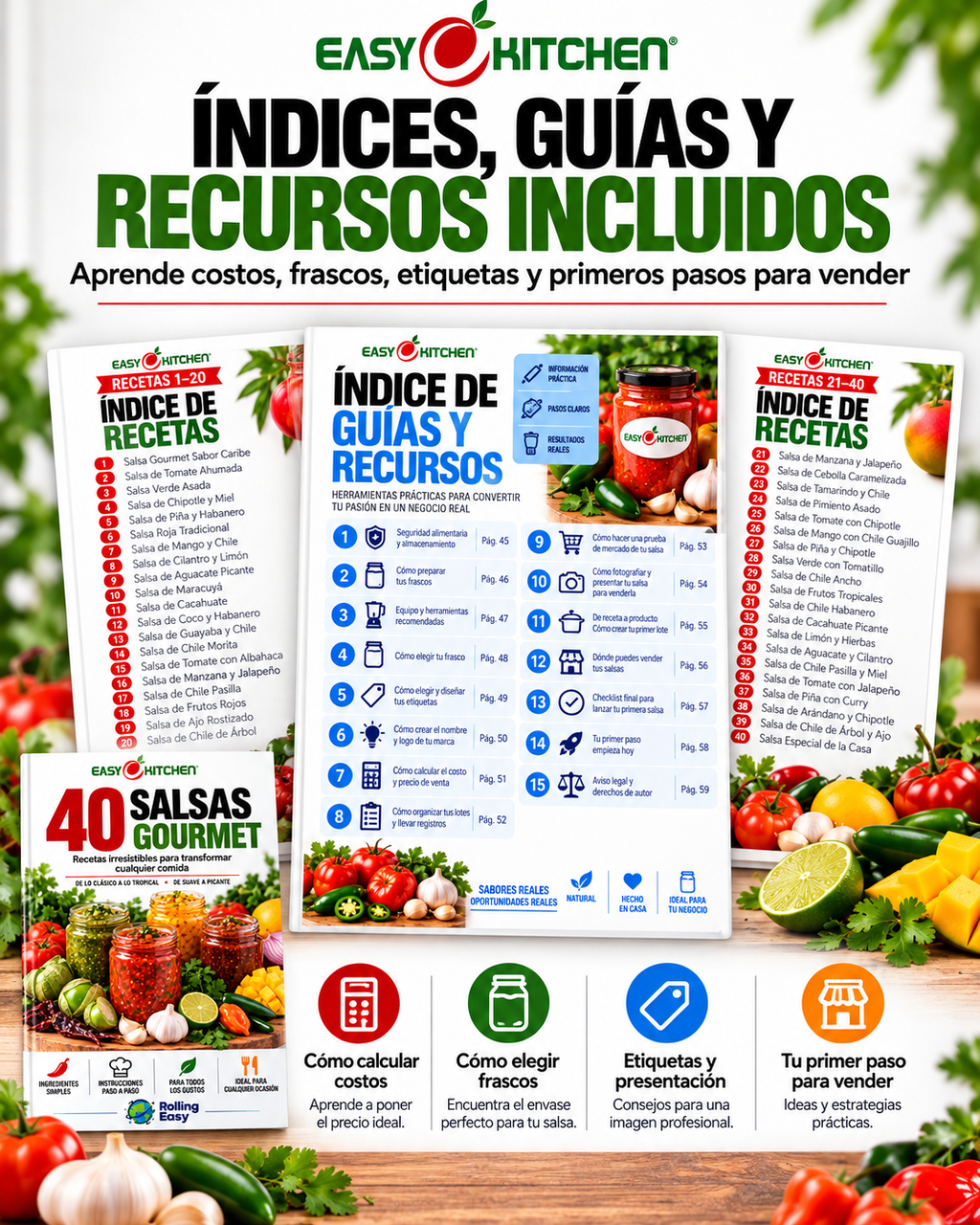 40 Salsas Gourmet – Recetario digital para emprender | Easy Kitchen