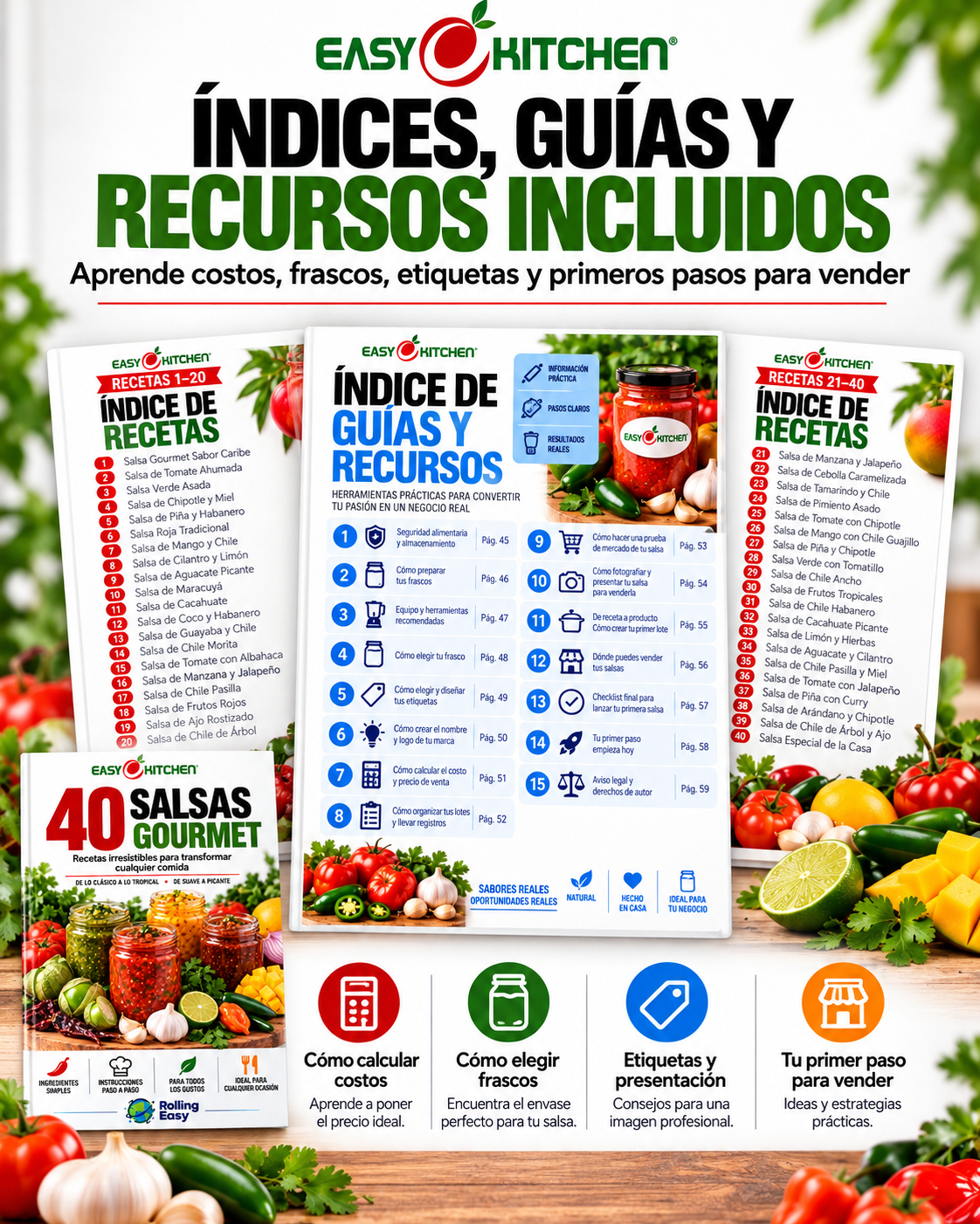 40 Salsas Gourmet – Recetario digital para emprender | Easy Kitchen